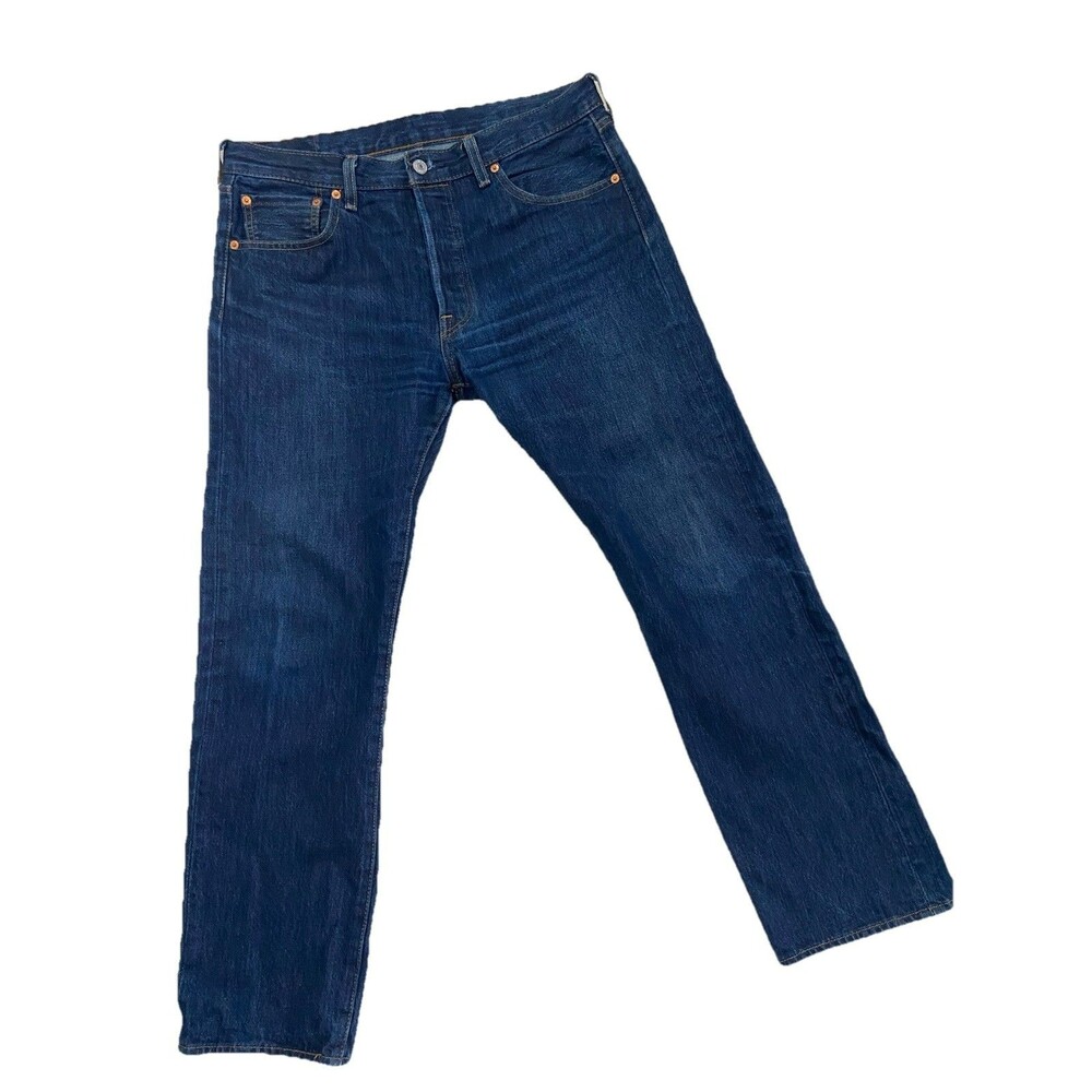 Levi’s 501 Button Fly Straight Leg Jeans Dark Blue Wash Size 33 X30*